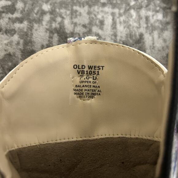 Old West Western Boots Girls Toddler Size 7.0-D Child Floral Sparkle Square Toe - Picture 9 of 12